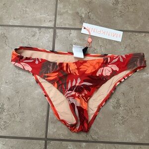 NWT RED LEAF PRINT BIKINI BOTTOMS